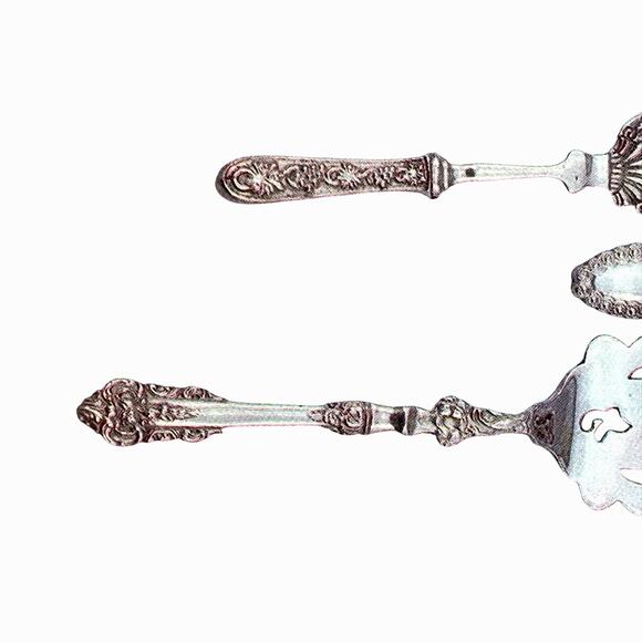Andrea by Sadek Silver Plated Ornate Dessert Servers and Serving Spoons-Set of 6 - Picture 6 of 6